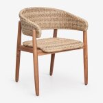 Pack de 2 chaises de jardin avec accoudoirs en bois d'acacia et rotin synth�tique ribeira brun acacia ...