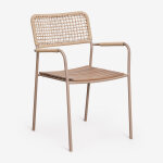 Pack de 2 chaises de jardin empilables avec accoudoirs en acier et bois d'acacia tilda moka brown