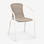 Pack de 2 chaises de jardin empilables avec accoudoirs en acier et rotin synth�tique kalymana gard�nia ...
