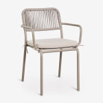 Pack de 2 chaises de jardin empilables avec accoudoirs en corde tress�e arhiza moka brown