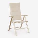 Pack de 2 chaises de jardin inclinables et pliantes avec accoudoirs en aluminium elide tapioca beige