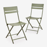 Pack de 2 chaises de jardin pliantes en acier tamarit vert olive intense