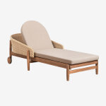 Pack de 2 chaises longues en bois d'acacia et rotin synth�tique ribeira brun acacia