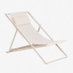 Pack de 2 chaises longues pliantes en acier avec coussin jensy tapioca beige
