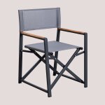 Pack de 2 chaises de r�alisateur pliantes pour jardin en aluminium et bois de teck jordana gris anthracite ...
