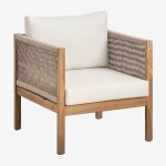 Pack de 2 fauteuils de jardin avec accoudoirs en bois d'acacia branson blanc gardenia - marron acacia ...