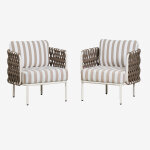 Pack de 2 fauteuils de jardin en aluminium et corde tress�e tevary blanc gardenia