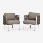 Pack de 2 fauteuils de jardin en aluminium et corde tress�e tevary blanc gardenia