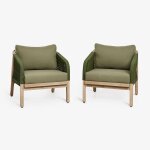 Pack de 2 fauteuils de jardin en bois d'acacia dubai acacia rustique marron