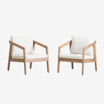 Pack de 2 fauteuils de jardin en bois d'acacia kaela acacia marron clair