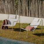 Pack de 2 hamacs avec accoudoirs en acier avec coussin lorvian tapioca beige