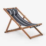 Pack de 2 hamacs pliables en bois avec coussin kardis bleu marine - beige tapioca