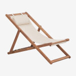 Pack de 2 hamacs pliables en bois avec coussin kardis tapioca beige