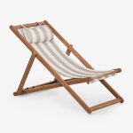 Pack de 2 hamacs pliables en bois avec coussin kardis tapioca beige - brun moka