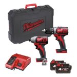 Pack 2 produits milwaukee m18 bpp2d - 402c - 2 batterie 18v 4. 0 ah - 1 chargeur m12 - 18c 4933447126 ...