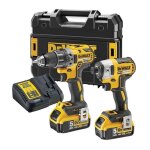 Pack 2 outils dewalt dck268p2t - qw xr 18v 5ah li - ion - perceuse visseuse compact + visseuse  chocs ...