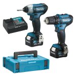 Ensemble de 2 machines makita clx224smj - perceuse visseuse - visseuse à chocs - 2 batteries 4, 0ah - ... Ensemble de 2 machines makita clx224smj - perceuse visseuse - visseuse à chocs - 2 batteries 4, 0ah - ...