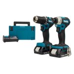 Pack 2 outils makita dlx2423aj - 18v avec perceuse ddf487 + visseuse � chocs dtd157 + 2 batteries 2ah ...