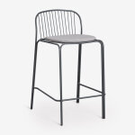 Pack de 2 tabourets hauts de jardin en acier anerina gris graphite �65 cm