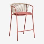 Pack de 2 tabourets hauts de jardin en acier et corde tress�e oklahoma rouge argile ¿65 cm
