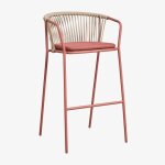 Pack de 2 tabourets hauts de jardin en acier et corde tress�e oklahoma rouge argile ¿75 cm