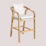 Pack de 2 tabourets hauts de jardin en bois d'acacia dubai, hauteur 75 cm acacia rustique marron