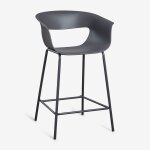 Pack de 2 tabourets hauts de jardin en polypropyl�ne et acier alanys gris graphite ¿65 cm