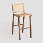 Pack de 2 tabourets hauts de jardin en rotin synth�tique 75 cm ori naturel