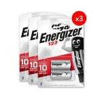 Pack de 3 - energizer pile lithium 123, pack de 2 piles