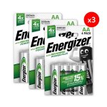 Pack de 3 - energizer, power plus rechargeable aa / hr6, pack de 4 piles