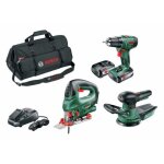 Pack 3 outils 18v sans fil bosch perceuse - visseuse psr 1800 li - 2 2 batteries 2. 5ah + scie sauteuse ...