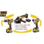 Pack 3 outils dewalt dck384p2t - qw xr 18v 5ah li - ion - perceuse visseuse compact + visseuse  chocs ...