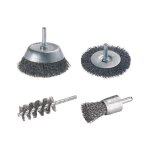 Pack de 4 brosses fil d'acier queue wolfcraft 2133000 6 mm