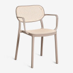 Pack de 4 chaises de jardin empilables avec accoudoirs en polypropyl�ne omara moka brown