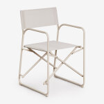 Pack de 4 chaises de r�alisateur pliantes pour jardin en acier melida tapioca beige