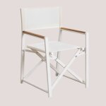 Pack de 4 chaises de r�alisateur pliantes pour jardin en aluminium et bois de teck jordana blanc gardenia ...