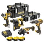 Pack 4 machines brushless xr 18v dewalt dck422p3 3 x 5ah + chargeur + coffret tstak