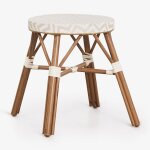 Pack de 4 tabourets bas de jardin 45 cm en aluminium et rotin synth�tique brielle bistro beige nude - ...