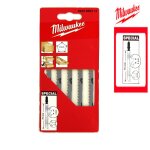 Pack de 5 lames scie sauteuse milwaukee bois / pvc double denture 75 mm 4932265312