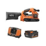 Pack aeg 18v - ponceuse  bande brushless 75mm - batterie 4. 0 ah - chargeur