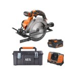 Pack aeg 18v - scie circulaire 165mm - batterie 4. 0 ah - chargeur - caisse de rangement
