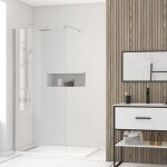 Pack paroi de douche 100x200cm verre transparent - barre de fixation extensible et profil chrome Pack paroi de douche 100x200cm verre transparent - barre de fixation extensible et profil chrome