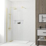 Pack paroi de douche 100x200cm verre transparent - barre de fixation extensible et profil or bross