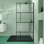 Pack paroi de douche 90x195 cm + receveur noir effet pierre 140x90 cm Pack paroi de douche 90x195 cm + receveur noir effet pierre 140x90 cm