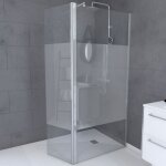 Pack paroi de douche et volet pivotant 90 + 40x200 cm - bande dpolie - barre de fixation chrome