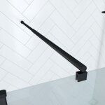 Pack paroi de douche 120x200cm verre transparent - barre de fixation extensible et profil noir