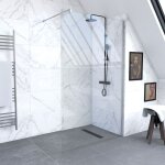 Pack paroi de douche 120x200cm verre transparent - barre de fixation extensible et profil chrome