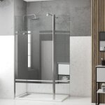 Pack paroi de douche et volet pivotant 100 + 40x200 cm - bandeau miroir - barre de fixation chrome Pack paroi de douche et volet pivotant 100 + 40x200 cm - bandeau miroir - barre de fixation chrome
