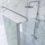 Pack paroi de douche et volet pivotant 120 + 40x200 cm - verre transparent - barre de fixation chrome ... Pack paroi de douche et volet pivotant 120 + 40x200 cm - verre transparent - barre de fixation chrome ...