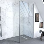 Pack paroi de douche et volet pivotant 90 + 40x200 cm - verre transparent - barre de fixation chrome